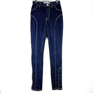 L.A.M.B. Gwen Stefani Y2k Dark Wash Denim Skinny Jeans Zipper Ankle Top Stitch 2